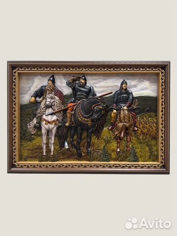 Богатыри резное панно купить с доставкой Богатыри резное панно